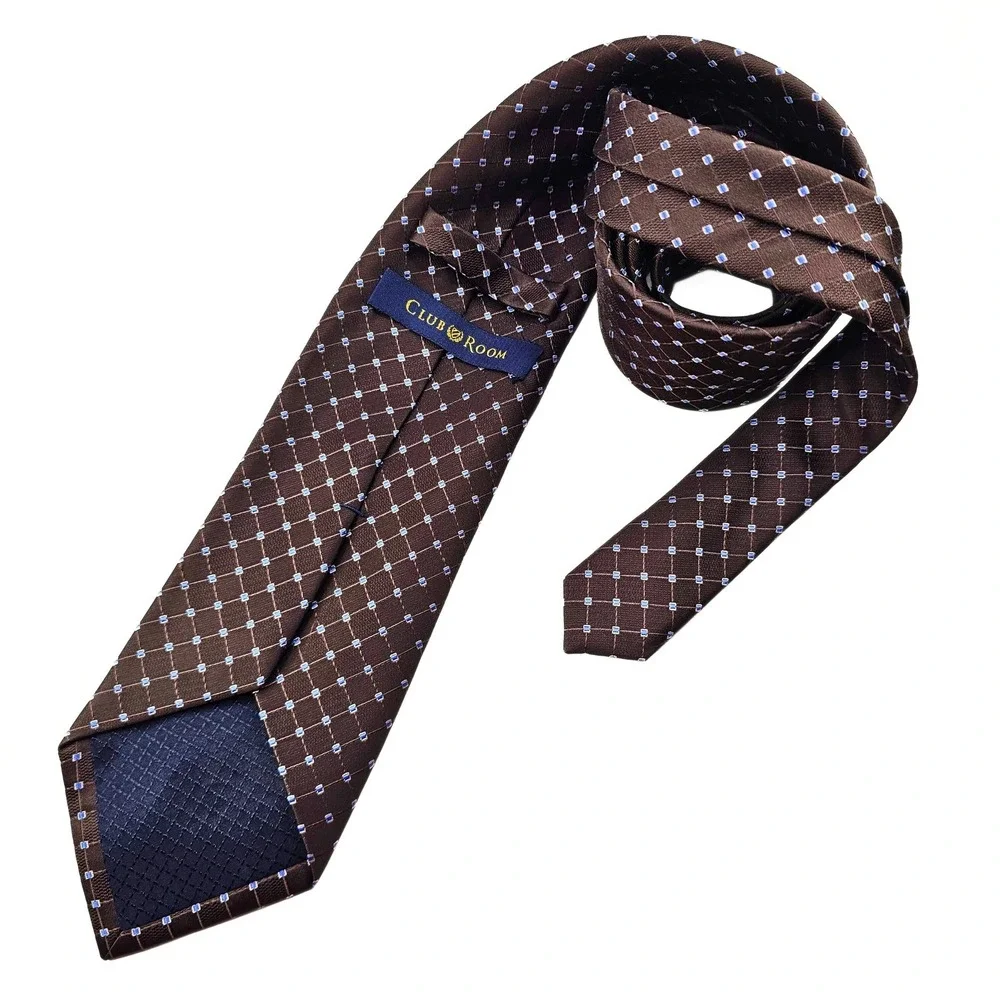 Club‎ Room Brown Diamond Grid Pattern Necktie Classic Men's Tie